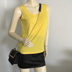 carol rose yellow stretch scoop neck tank top size medium
